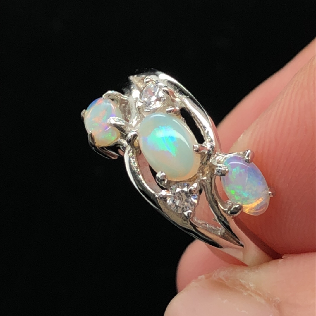 Silver Solid White Opal  Ring  045 - Image 2