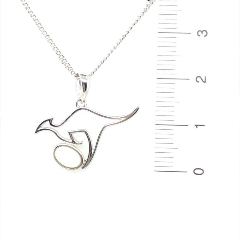 Aussie Collection - Silver Solid White Opal Kangaroo Necklace 351 - Image 10