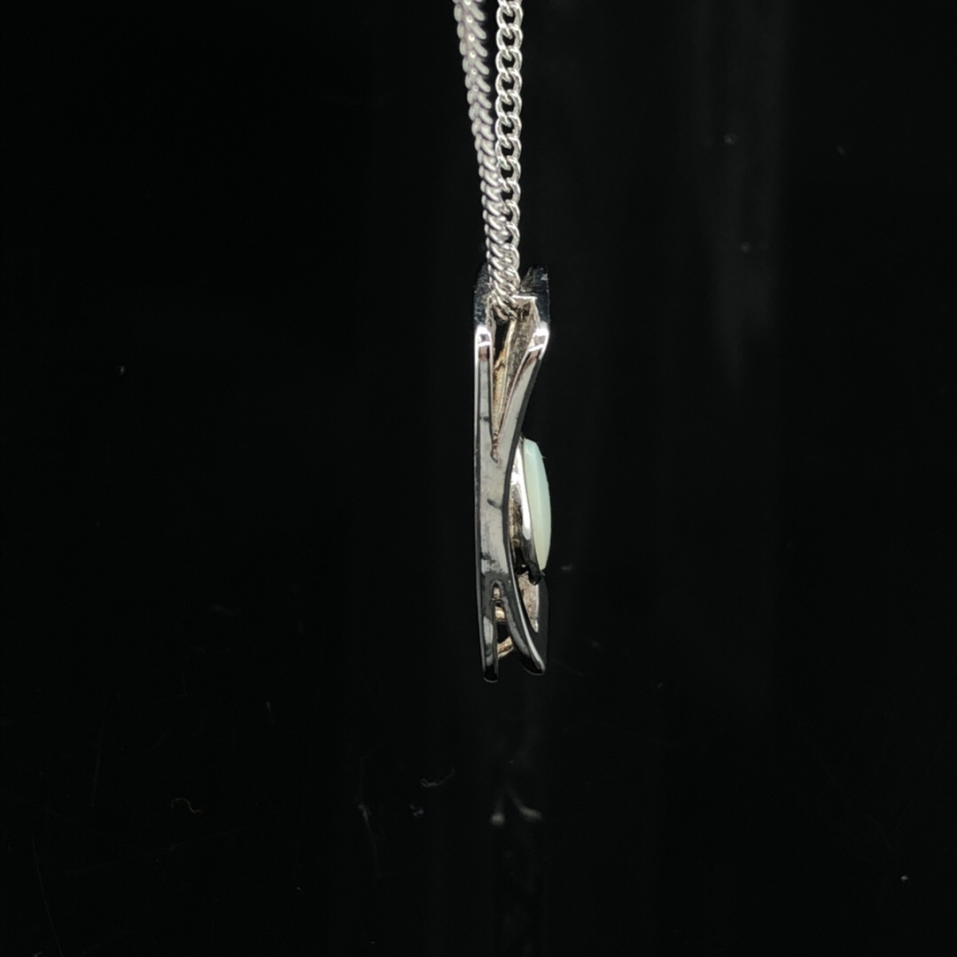 Silver Solid White Opal  Necklace unisex 365 - Image 8