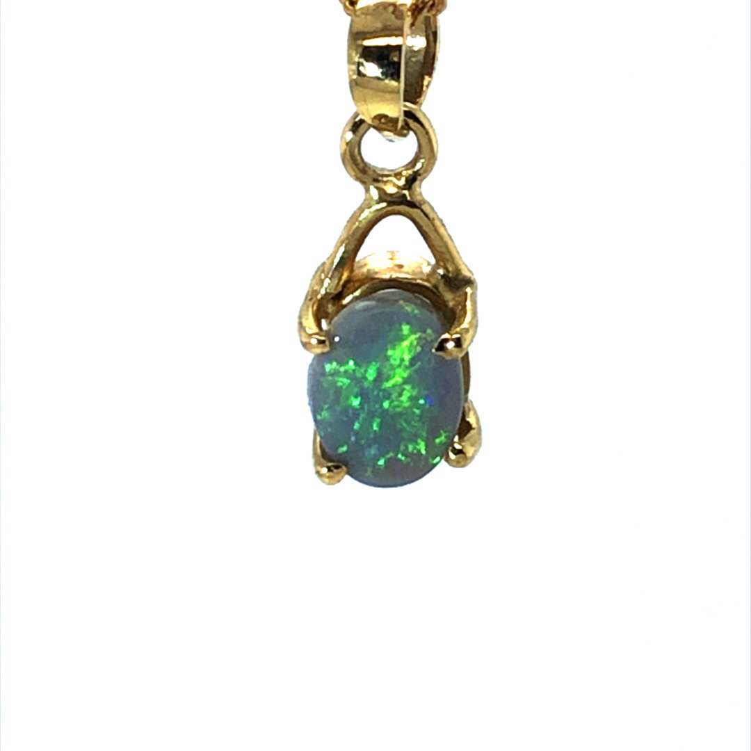 Hazel - 18k Yellow Gold Solid Black Opal Pendant 066 - Image 3