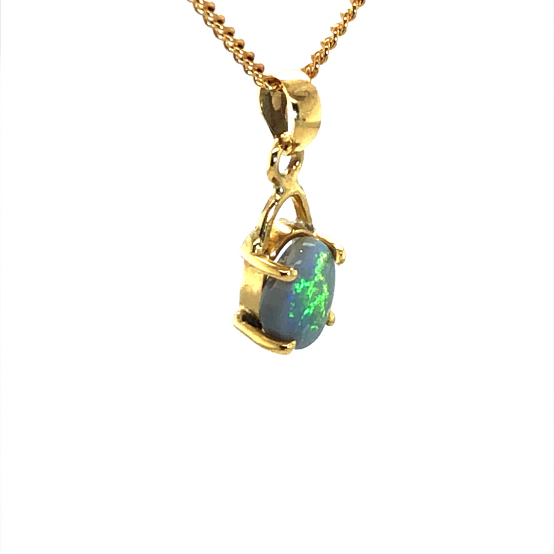 Hazel - 18k Yellow Gold Solid Black Opal Pendant 066 - Image 5