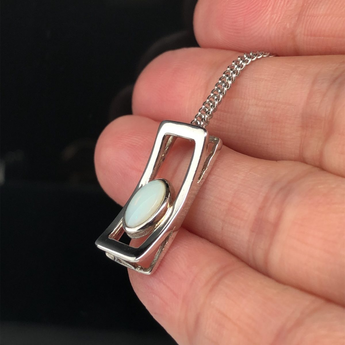 Silver Solid White Opal  Necklace unisex 365 - Image 10