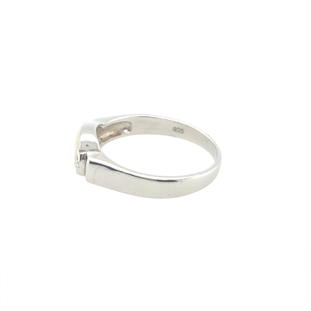 Silver Solid White Opal  Ring  065  Ringsize S(UK,AU) - Image 10