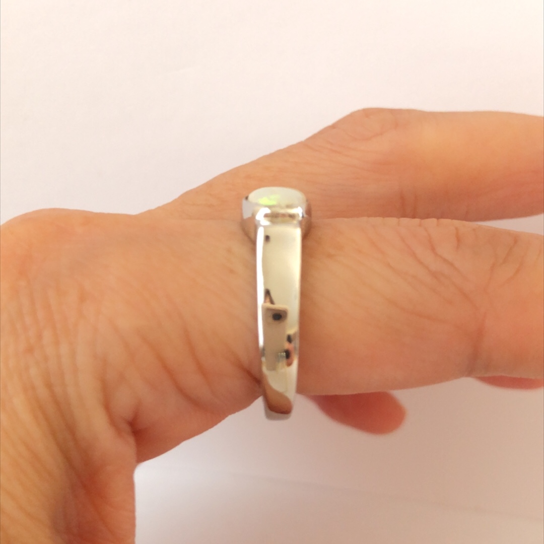 Silver Solid White Opal  Ring  065  Ringsize S(UK,AU) - Image 11