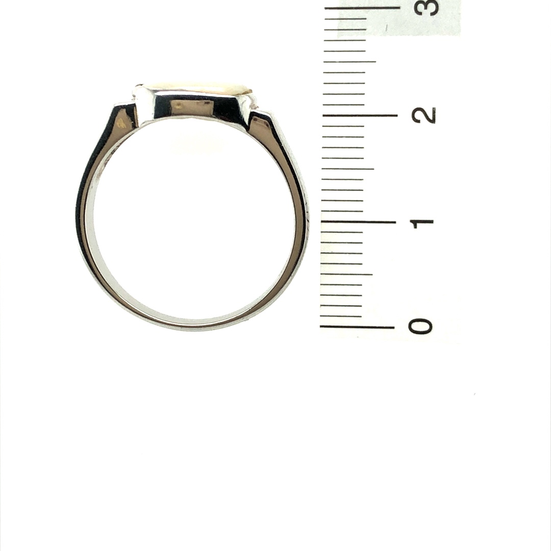 Silver Solid White Opal  Ring  065  Ringsize S(UK,AU) - Image 12