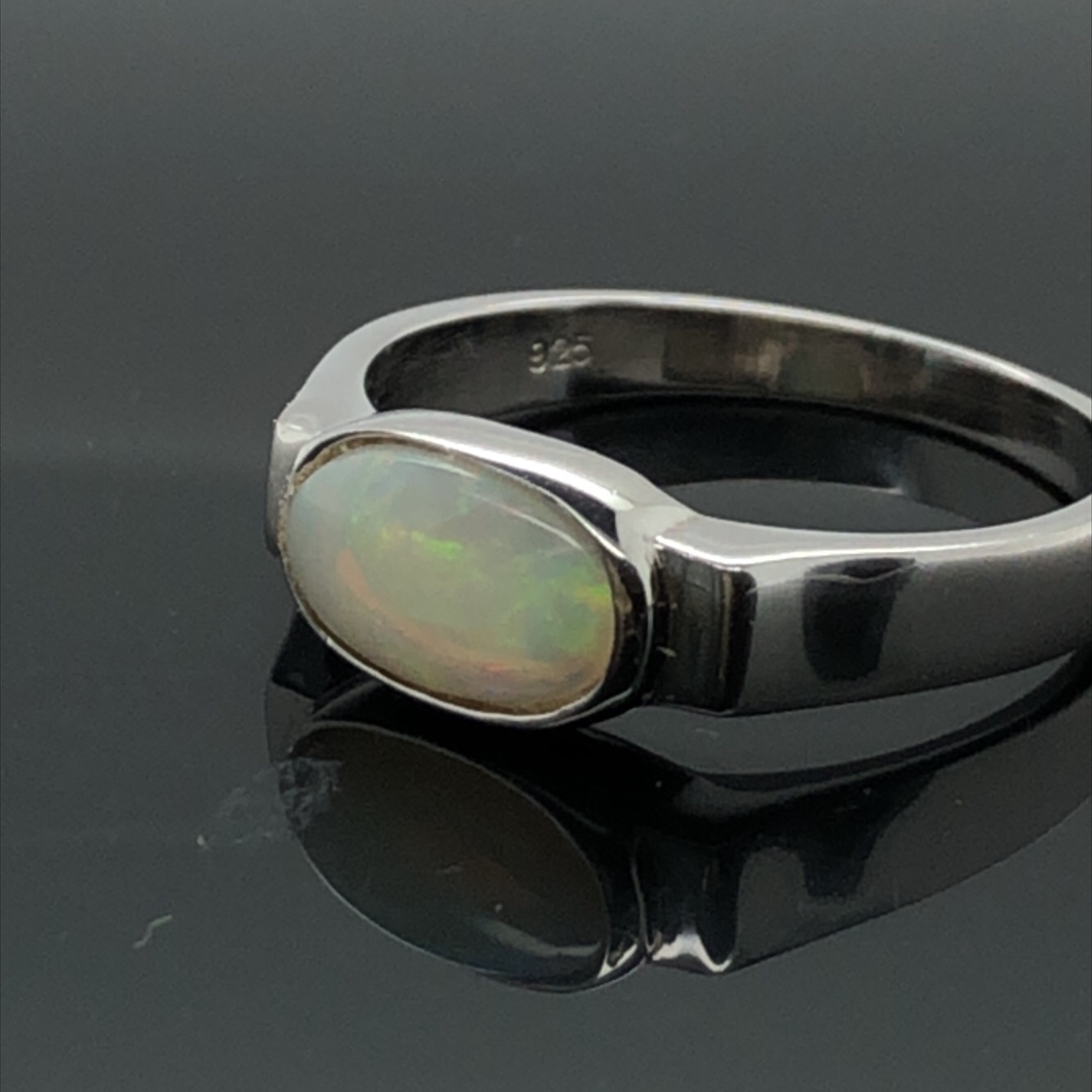 Silver Solid White Opal  Ring  065  Ringsize S(UK,AU) - Image 9