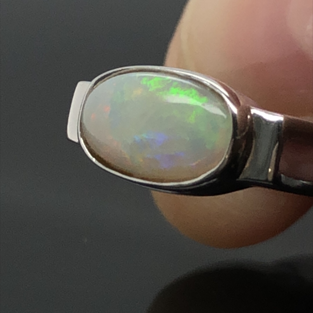 Silver Solid White Opal  Ring  065  Ringsize S(UK,AU) - Image 4