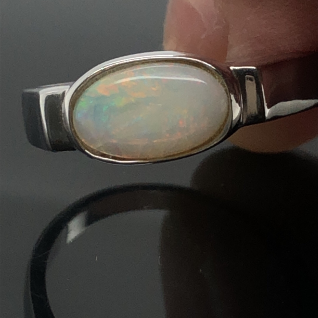 Silver Solid White Opal  Ring  065  Ringsize S(UK,AU) - Image 7