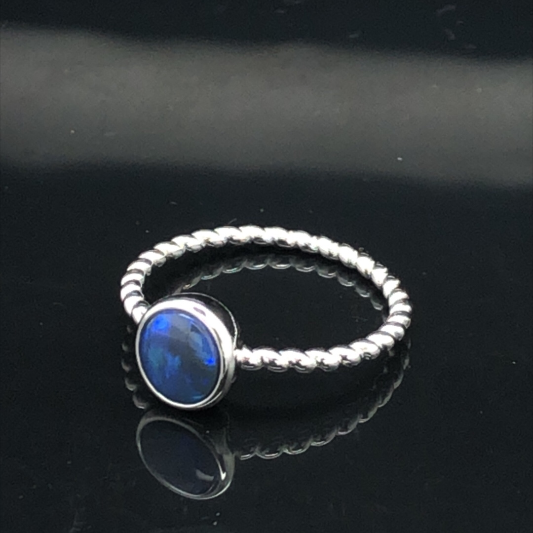 Twisted - Sterling Silver Solid Black Opal Ring 474 - Image 4