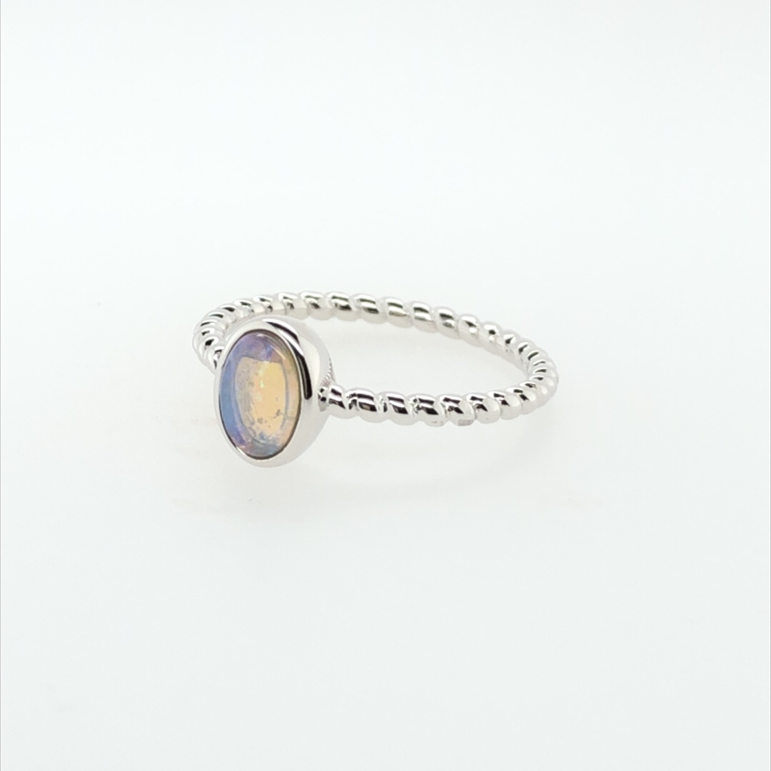 Silver Solid White Opal  Ring  477-6#14 - Image 11