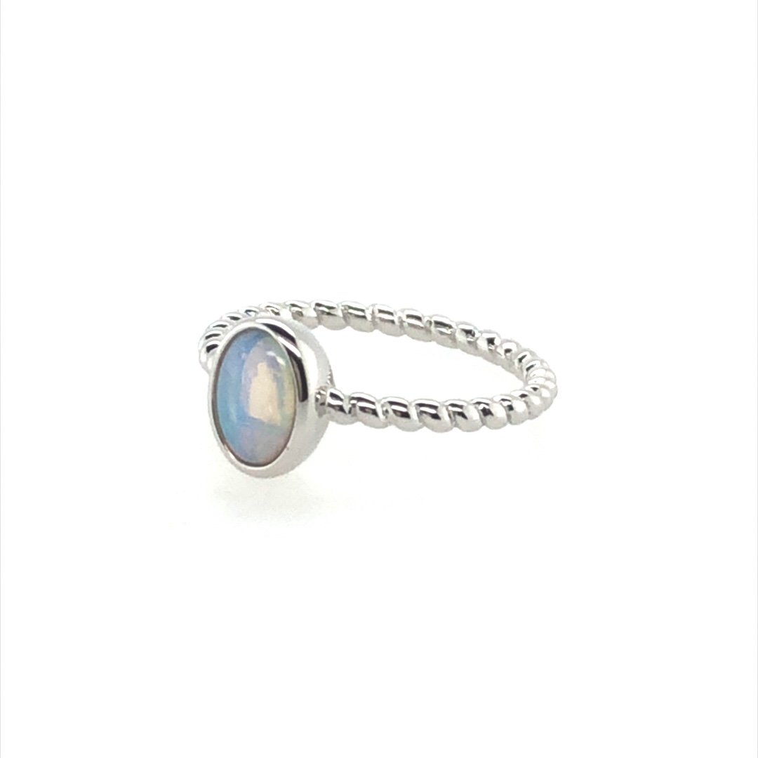 Silver White Opal  Ring  477-15 #9 - Image 5