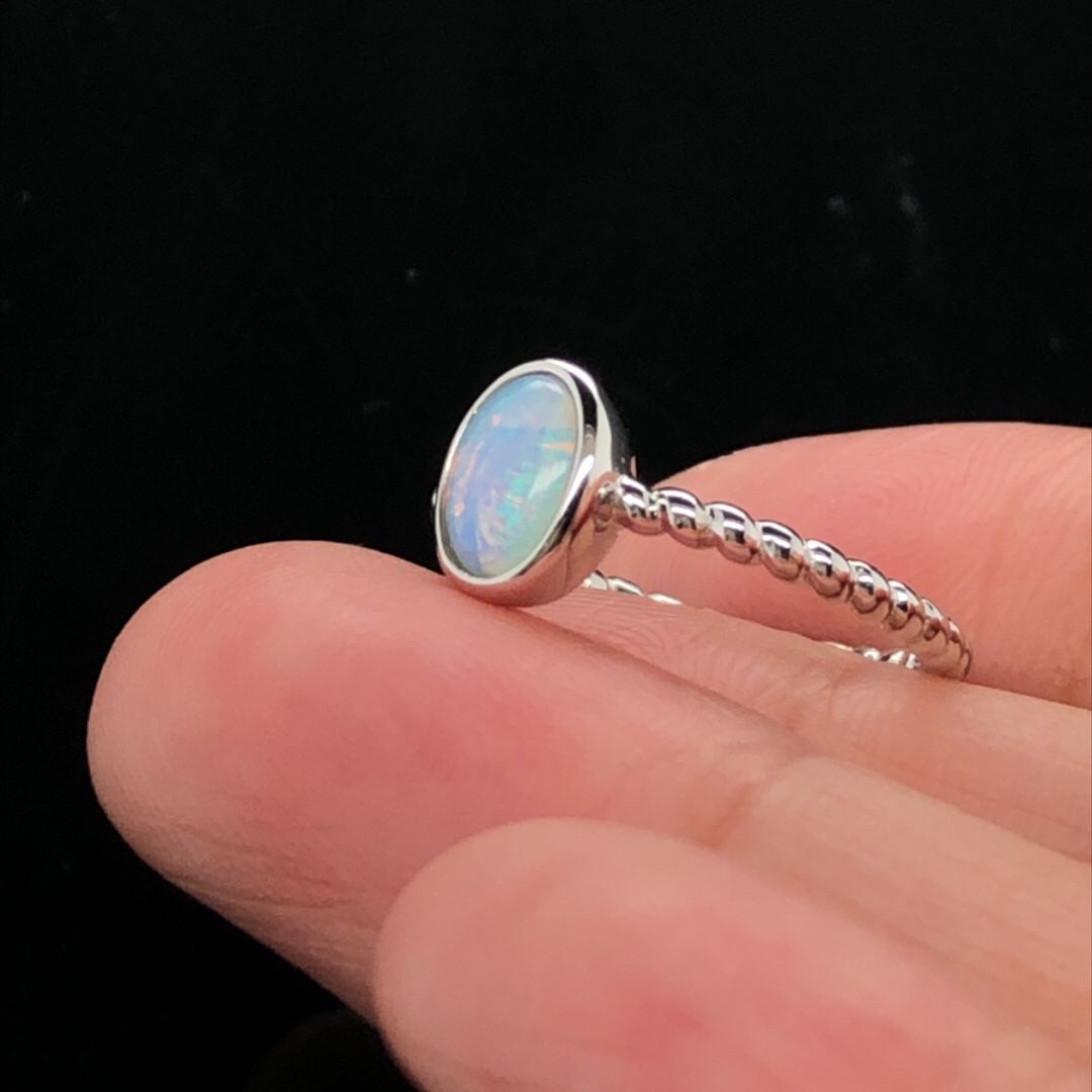 Silver White Opal  Ring  477-15 #9 - Image 4