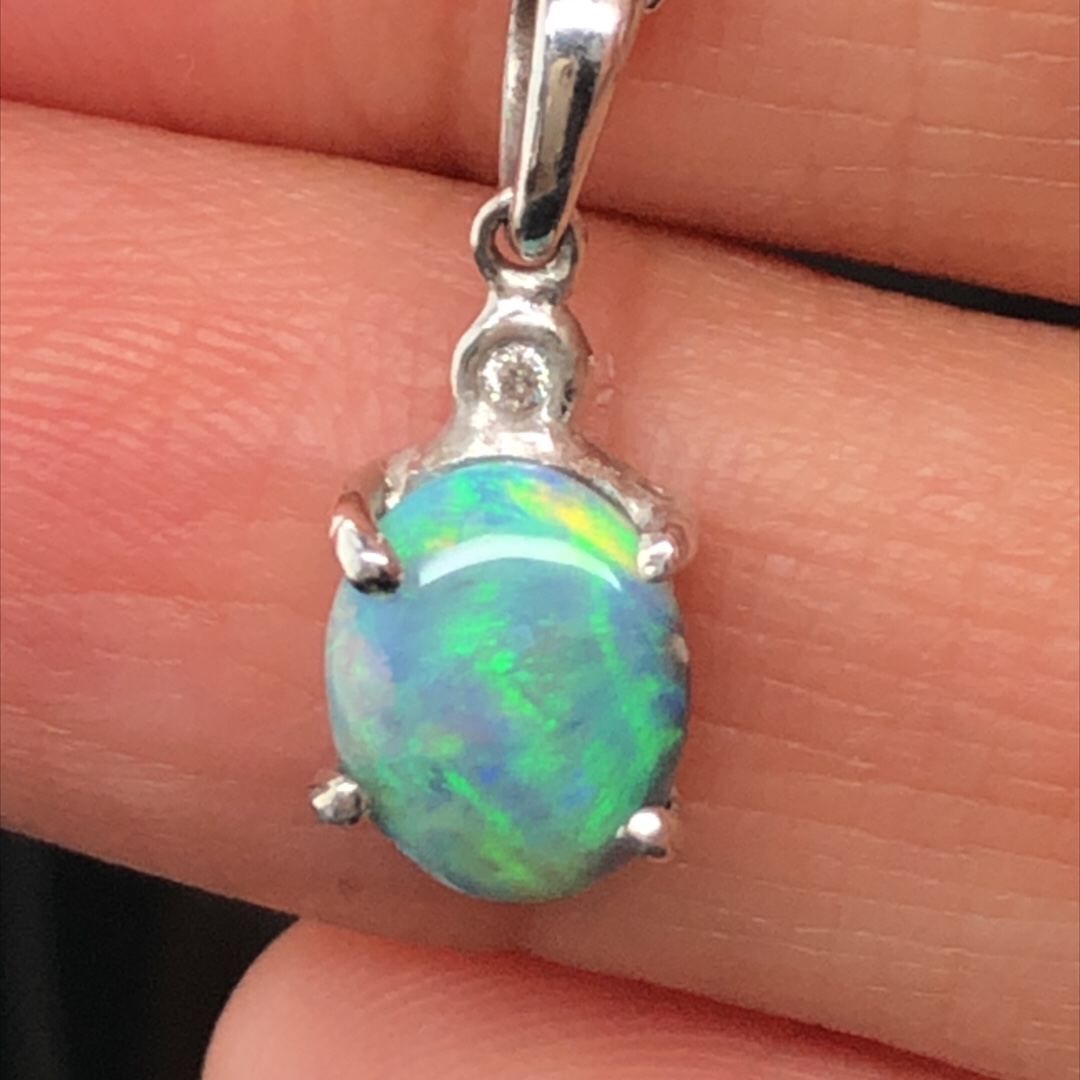 Kiara - 18k White Gold Solid Black Opal Pendant 811 - Image 10