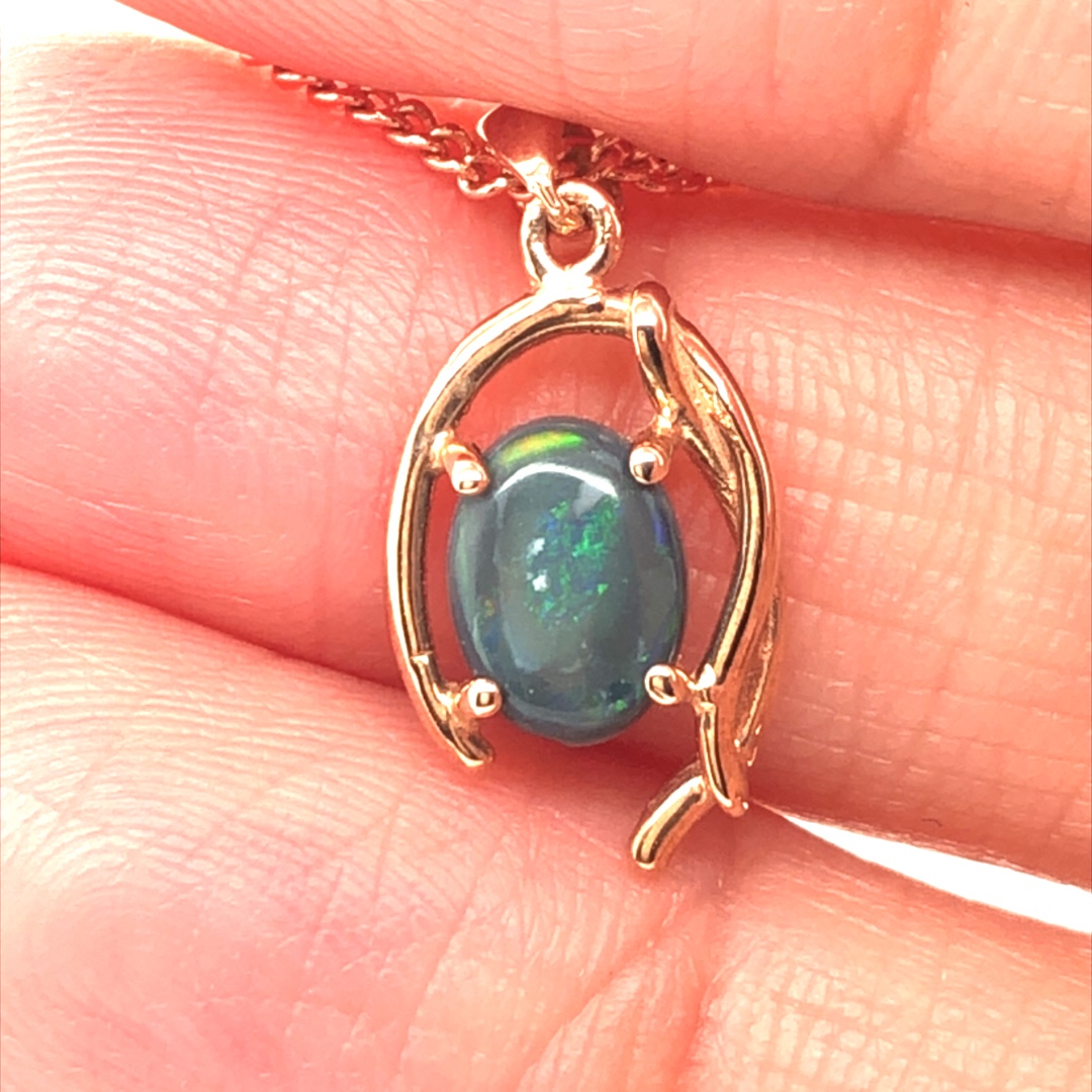 K9 Solid BlackOpal Pendant 747 Rose Gold - Image 2