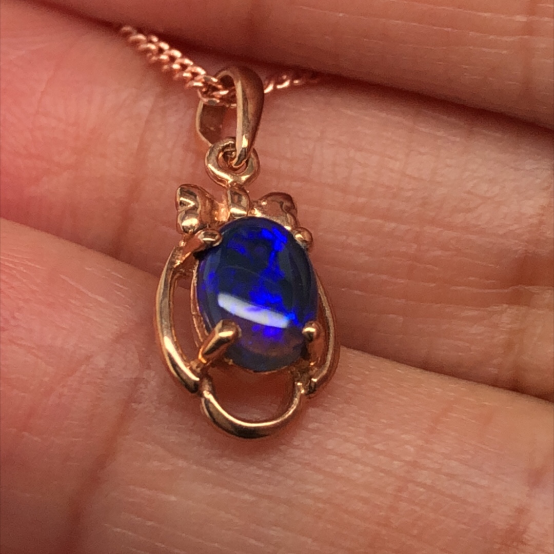 K9 Solid BlackOpal Pendant 743K Rose Gold - Image 2