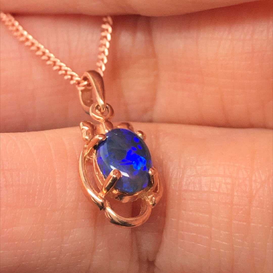 K9 Solid BlackOpal Pendant 743K Rose Gold - Image 6