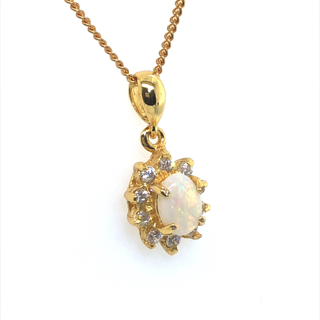Silver Solid White Opal  Necklace 439 - Image 5