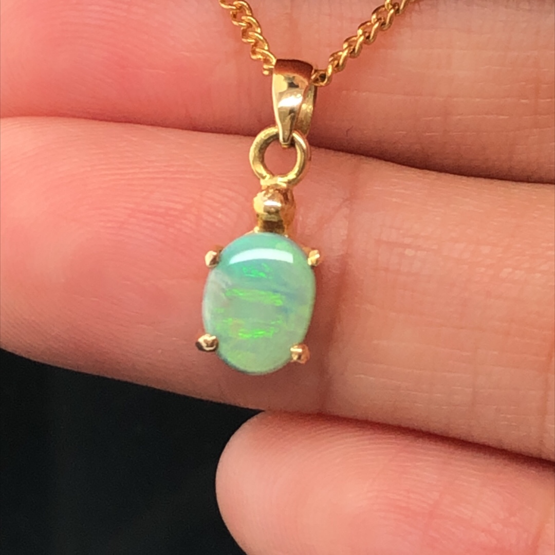 K18  天然石 ブラックオパール ペンダント 313 - 画像 (8)