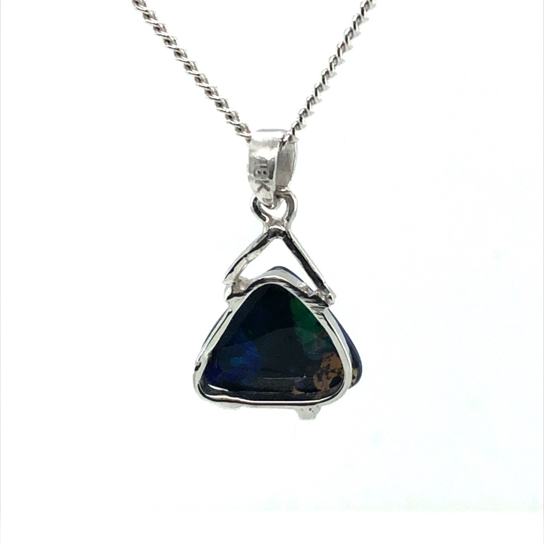 Azura - 18k White Gold Solid Black Opal Pendant 389 - Image 7