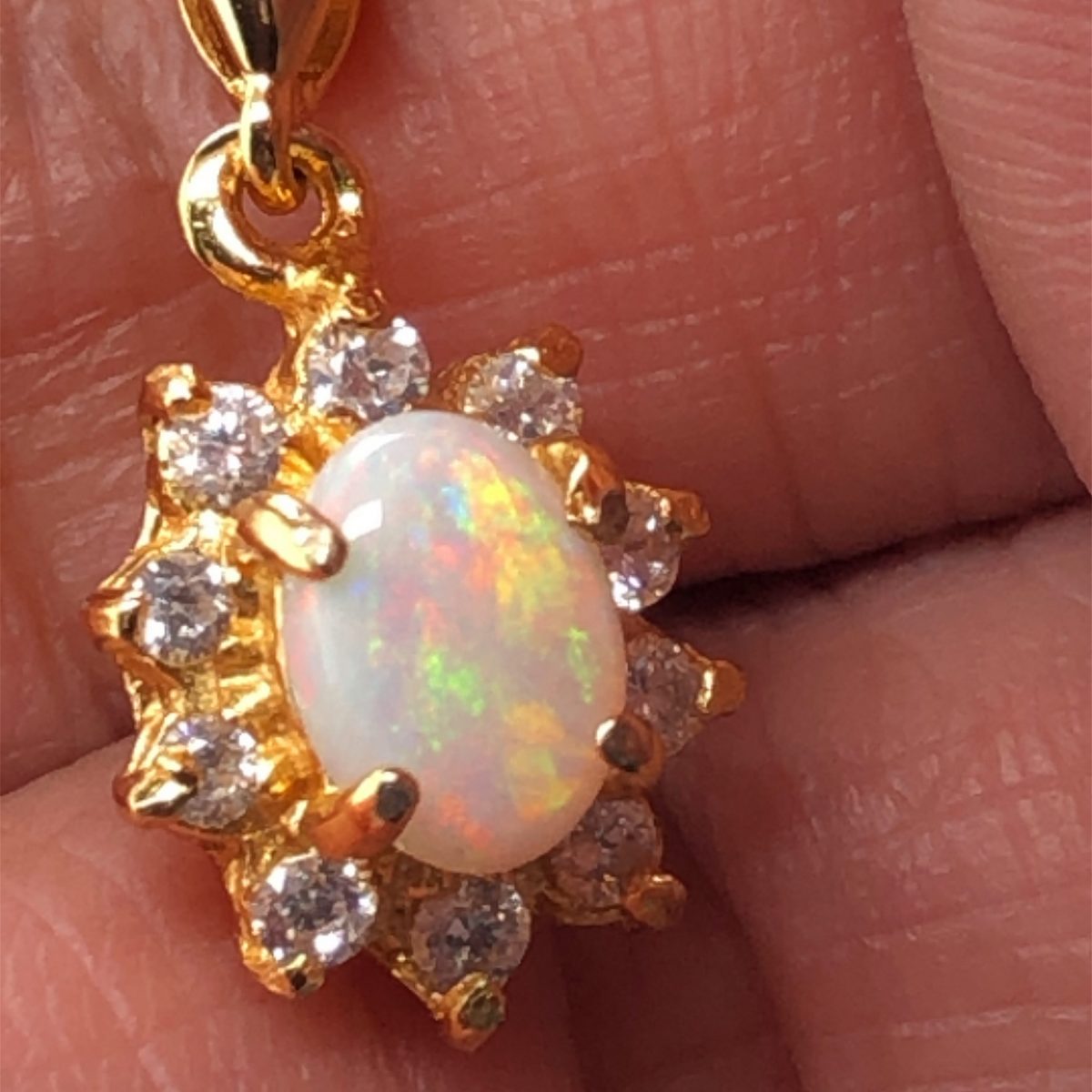 Silver Solid White Opal  Necklace 439 - Image 2