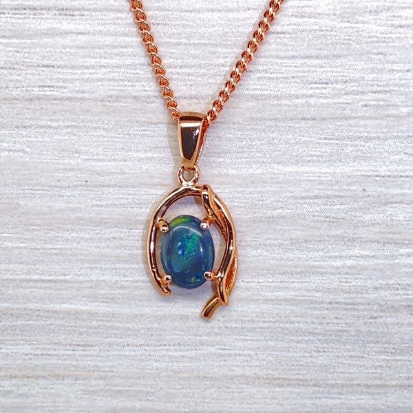 K9 Solid BlackOpal Pendant 747 Rose Gold
