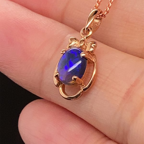 K9 Solid BlackOpal Pendant 743K Rose Gold - Image 8