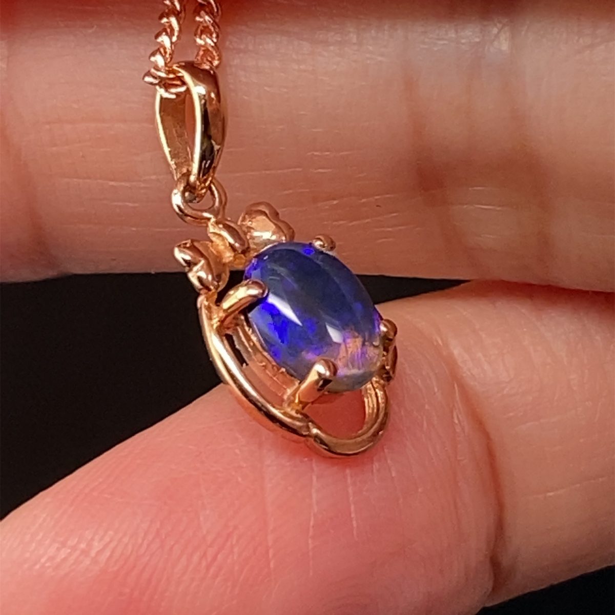 K9 Solid BlackOpal Pendant 743K Rose Gold - Image 10