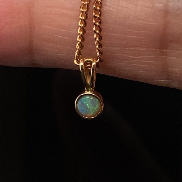 Meena - 18k Yellow Gold Solid Black Opal Pendant 809