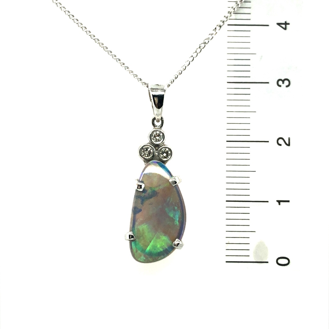 Jade - 18k White Gold Solid Black Opal Pendant with Diamonds 111 - Image 11