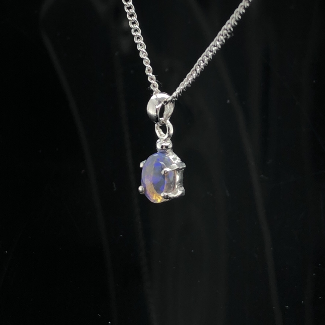 Claire - 18k White Gold Solid Black Opal Pendant 722 - Image 10