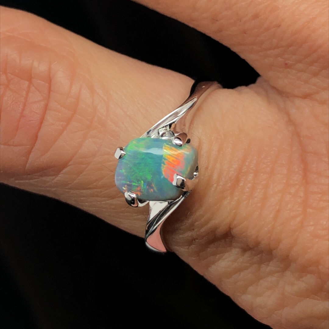 K18 Solid BlackOpal Ring 423 #M - Image 8