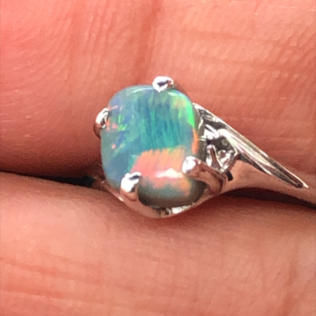 K18 Solid BlackOpal Ring 423 #M - Image 2
