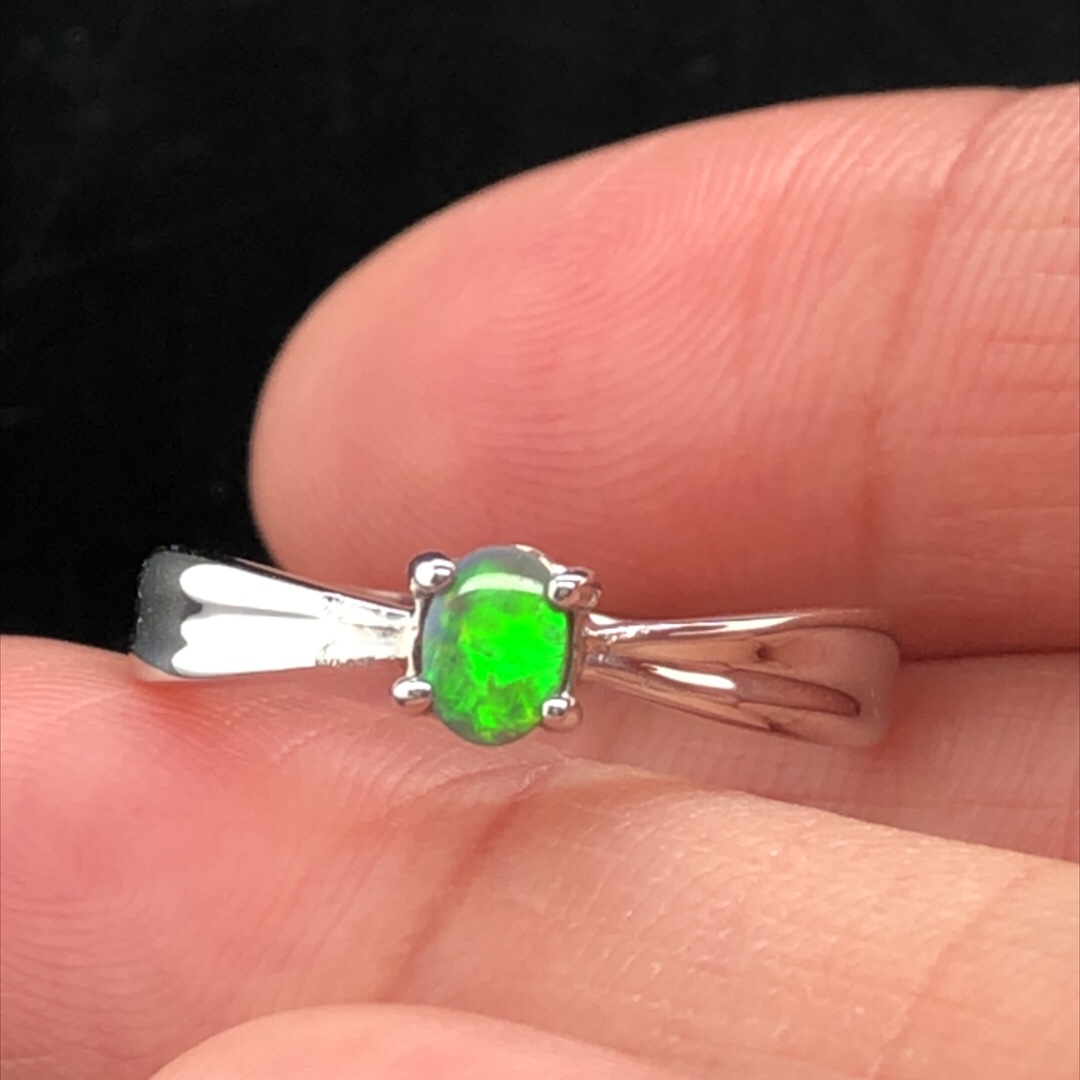 Salty Kiss - 18k White Gold Solid Black Opal Ring 399 Size M1/2 - Image 6