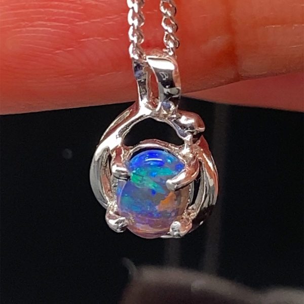 Storm - 18k White Gold Solid Black Opal Pendant 224