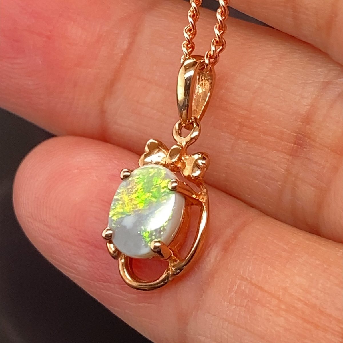 K9 Solid BlackOpal Pendant 743D Rose Gold