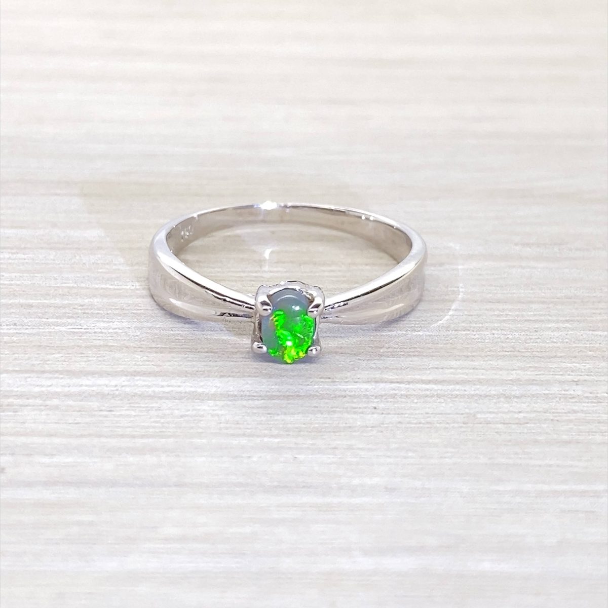 Salty Kiss - 18k White Gold Solid Black Opal Ring 399 Size M1/2 - Image 3