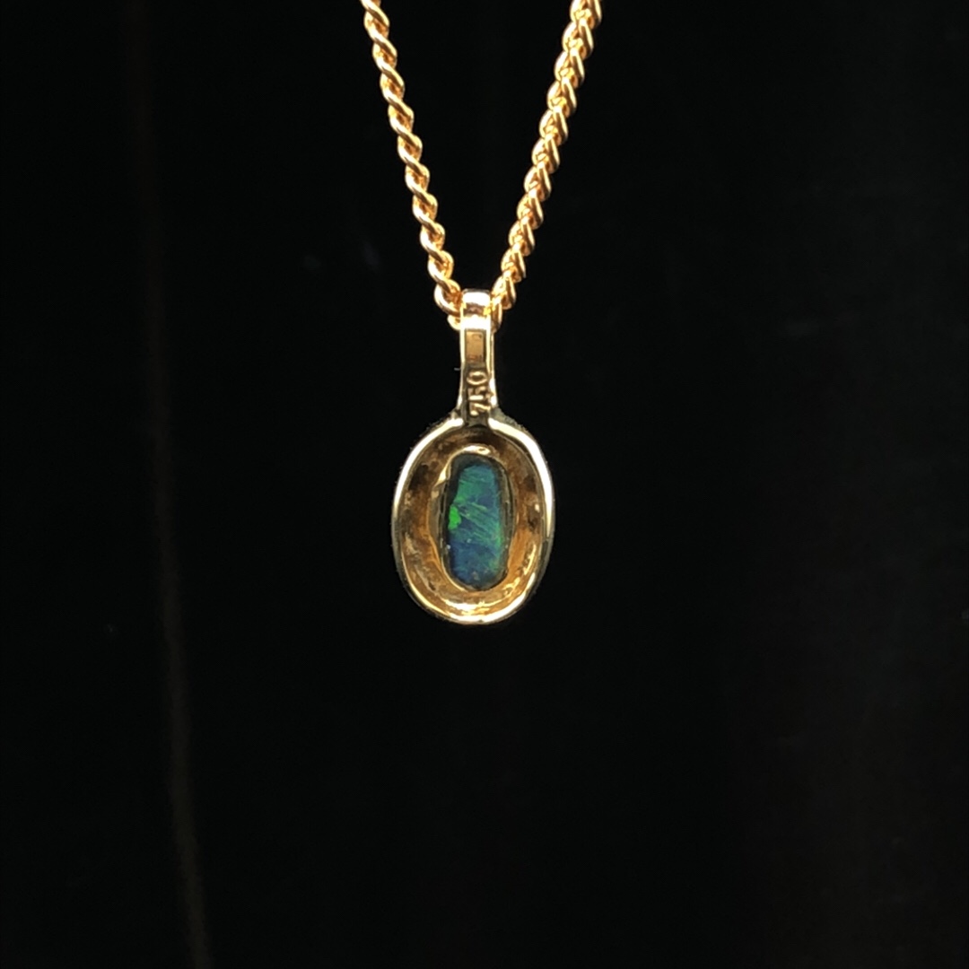 Muriel - 18k Yellow Gold Solid Black Opal Pendant 828a - Image 10
