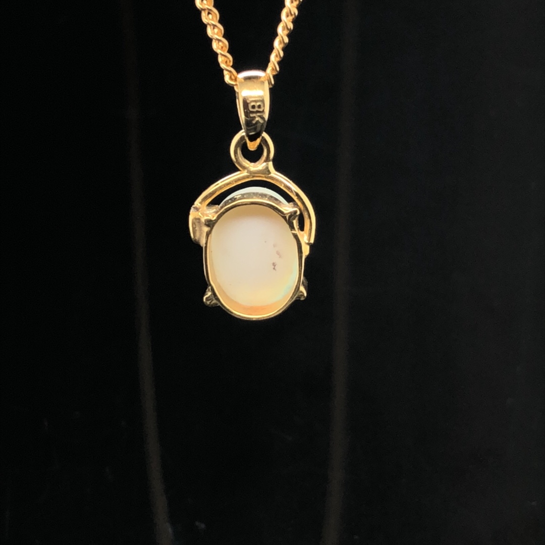 Cherie - 18k Yellow Gold Solid Black Opal Pendant 757 - Image 7