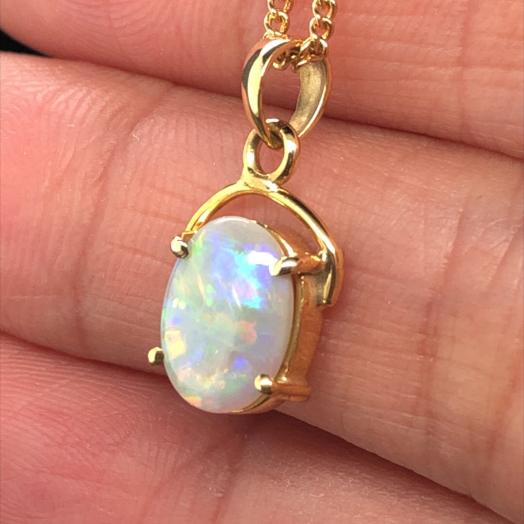 Cherie - 18k Yellow Gold Solid Black Opal Pendant 757 - Image 4