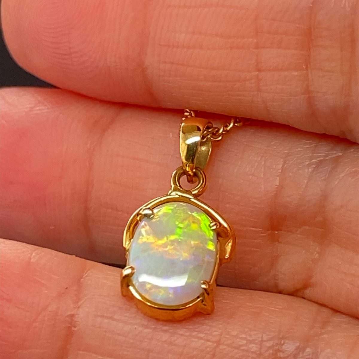 Cherie - 18k Yellow Gold Solid Black Opal Pendant 757