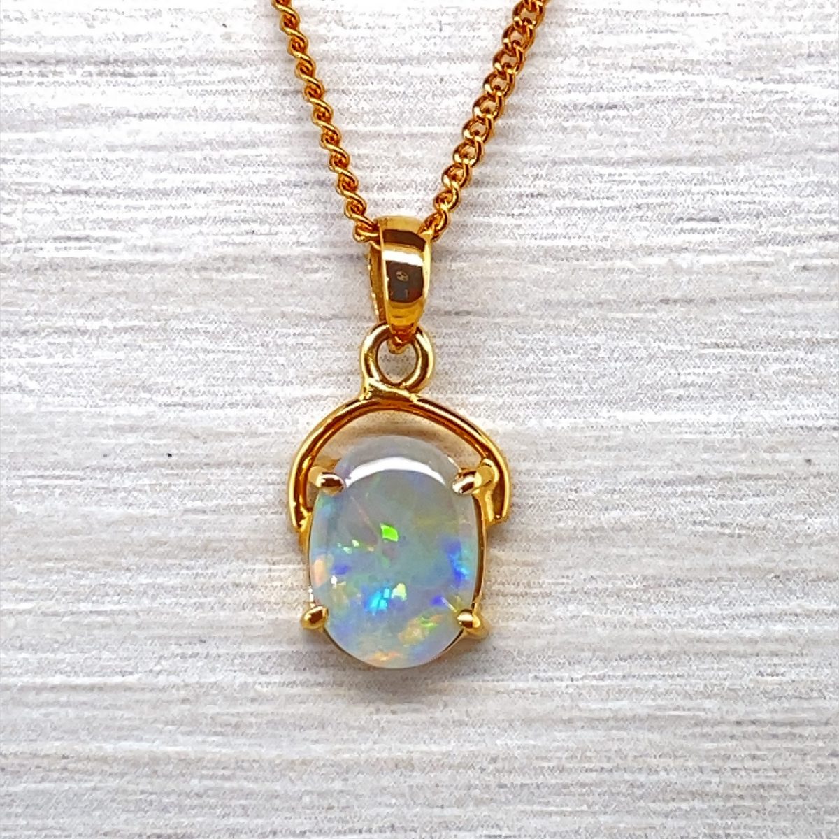 Cherie - 18k Yellow Gold Solid Black Opal Pendant 757 - Image 3