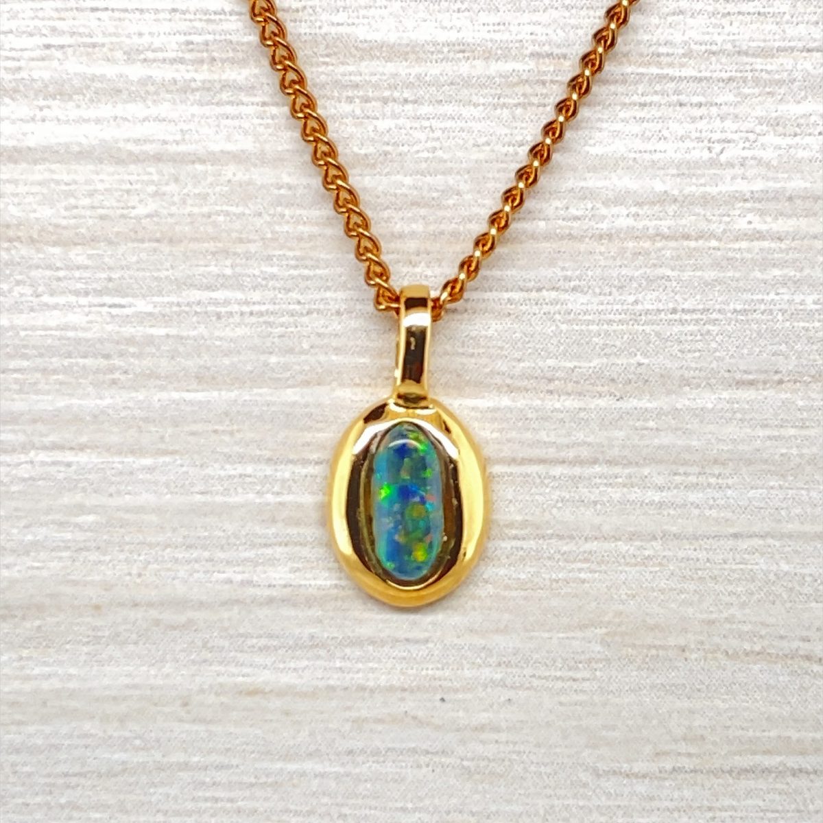 Muriel - 18k Yellow Gold Solid Black Opal Pendant 828a - Image 3