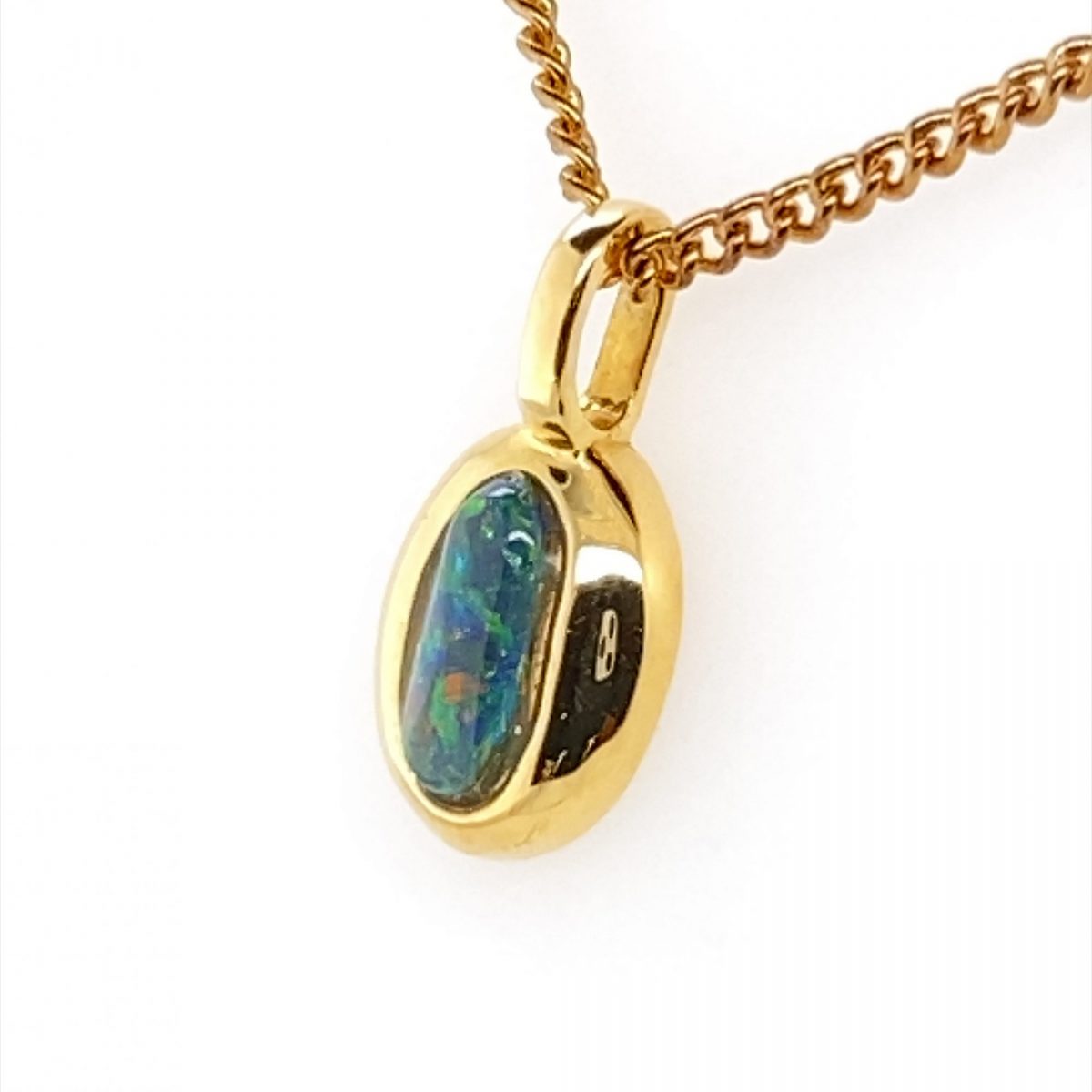 Muriel - 18k Yellow Gold Solid Black Opal Pendant 828a - Image 7