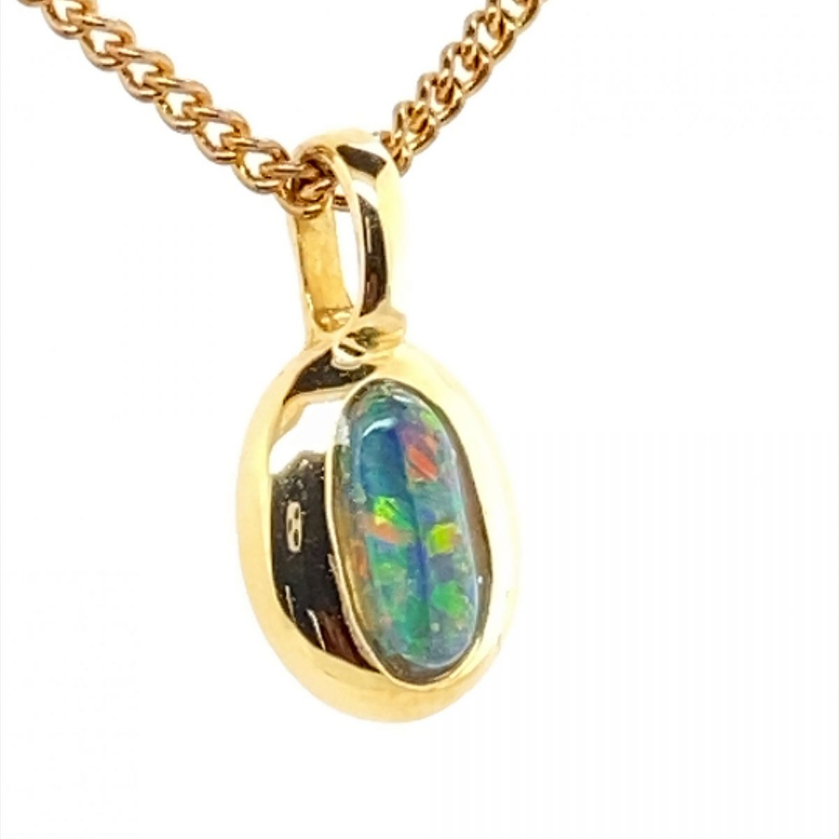 Muriel - 18k Yellow Gold Solid Black Opal Pendant 828a - Image 5