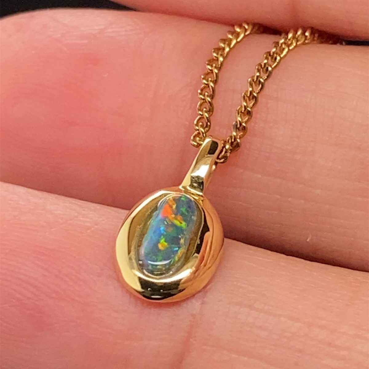 Muriel - 18k Yellow Gold Solid Black Opal Pendant 828a - Image 4