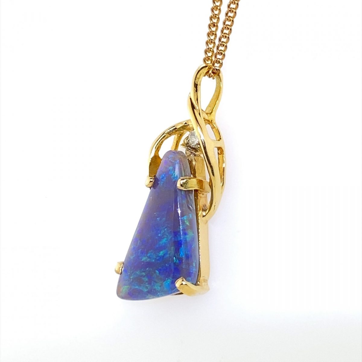 K18 Solid BlackOpal Pendant 080 Diamond - Image 7