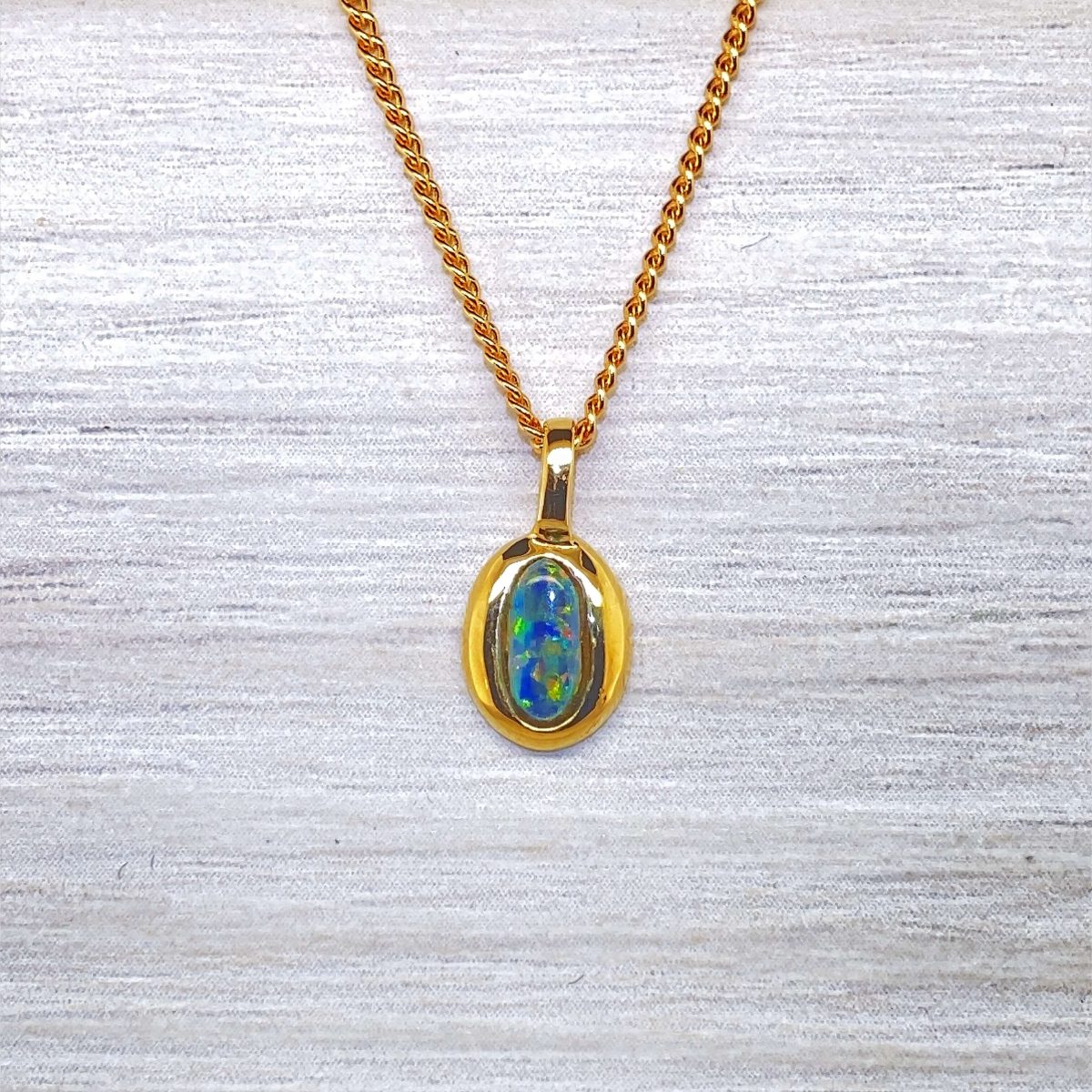 Muriel - 18k Yellow Gold Solid Black Opal Pendant 828a - Image 9
