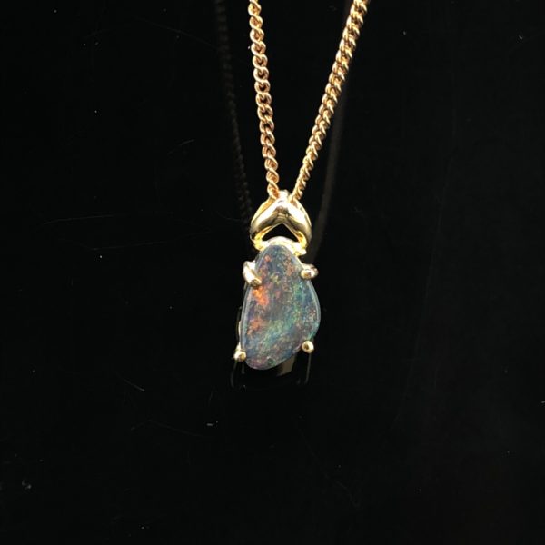 Aspyn - 18k Yellow Gold Solid Black Opal Pendant 958 - Image 4