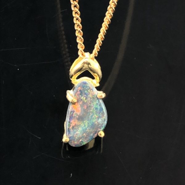 Aspyn - 18k Yellow Gold Solid Black Opal Pendant 958 - Image 6