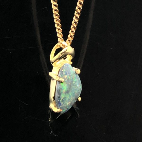 Aspyn - 18k Yellow Gold Solid Black Opal Pendant 958 - Image 8